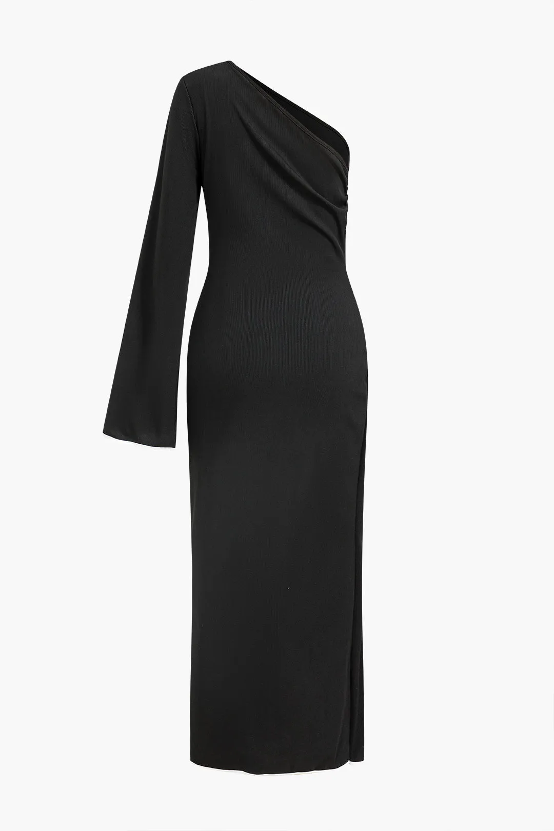 Contrast One Shoulder Asymmetrical Maxi Dress