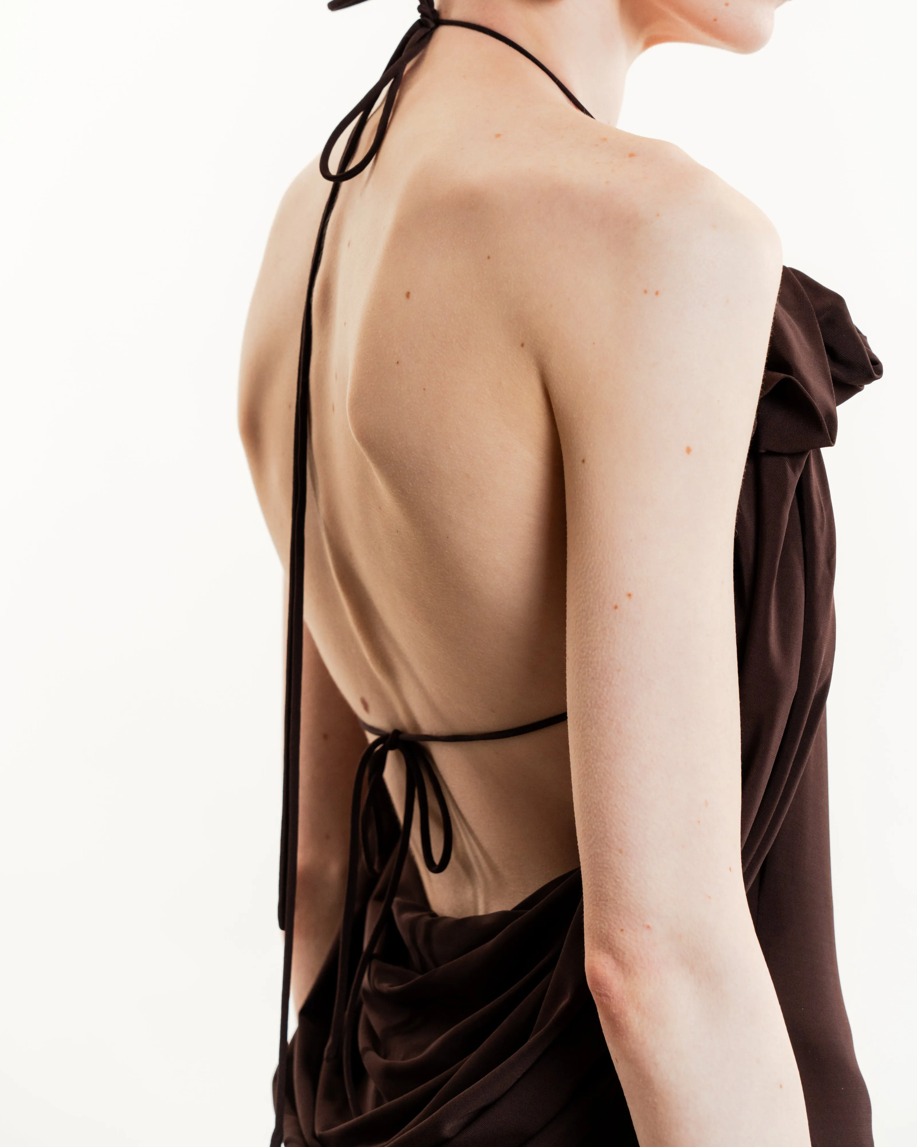 Draped Cowl Neck Midi Dress