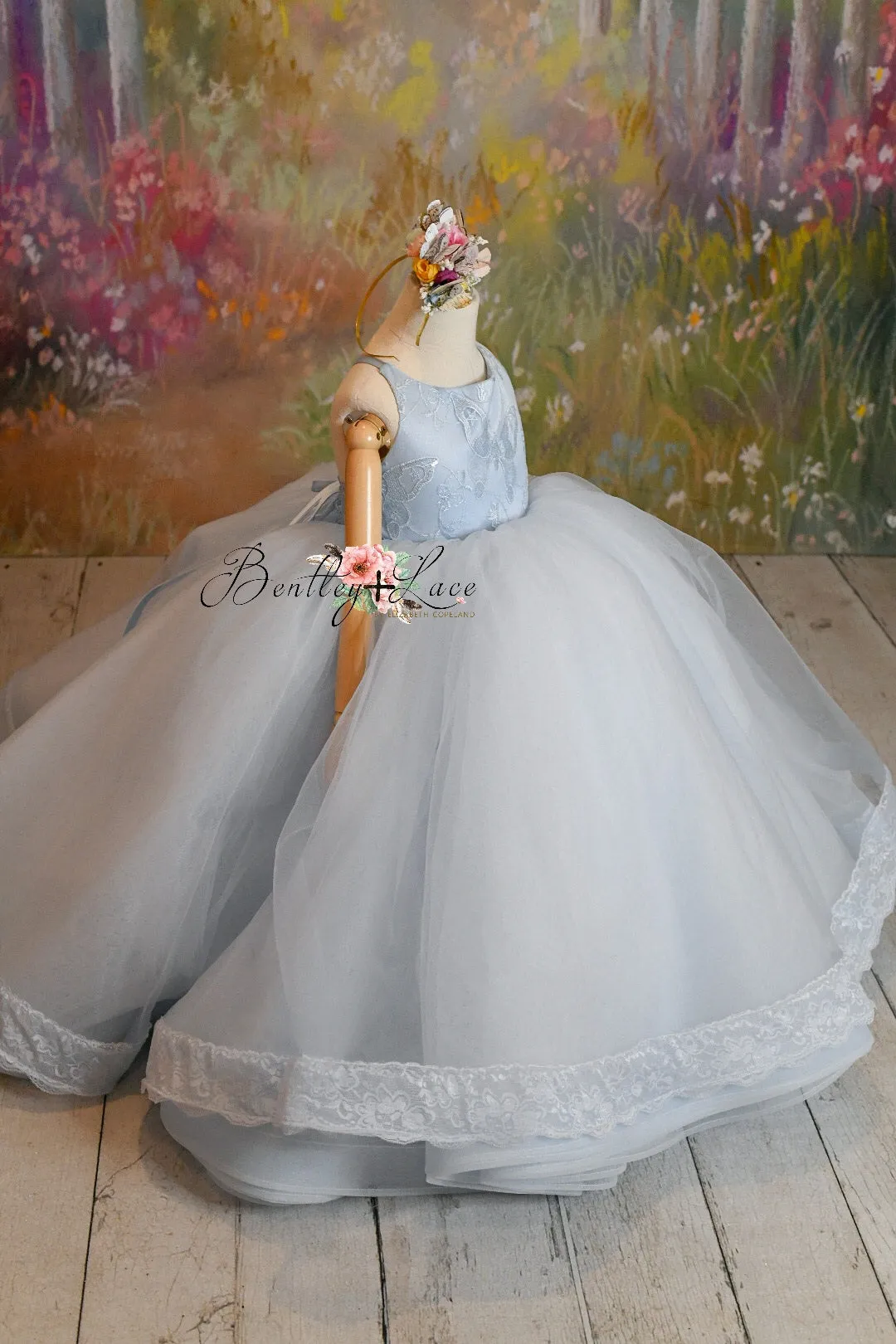 Euc retired rental "Wendy" in soft blue tulle Floor Length Dress ( 3 Year - Petite 4 Year)