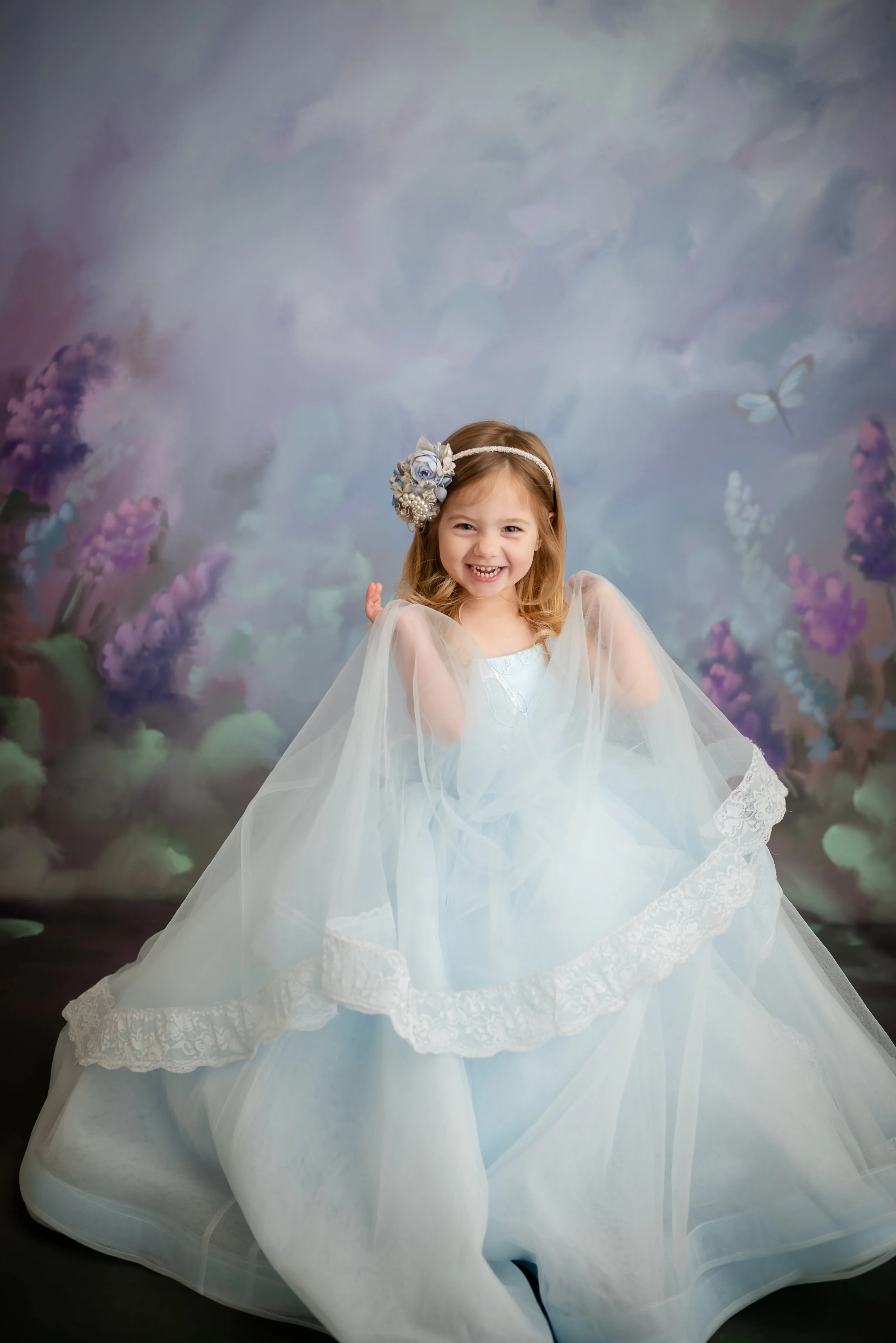 Euc retired rental "Wendy" in soft blue tulle Floor Length Dress ( 3 Year - Petite 4 Year)