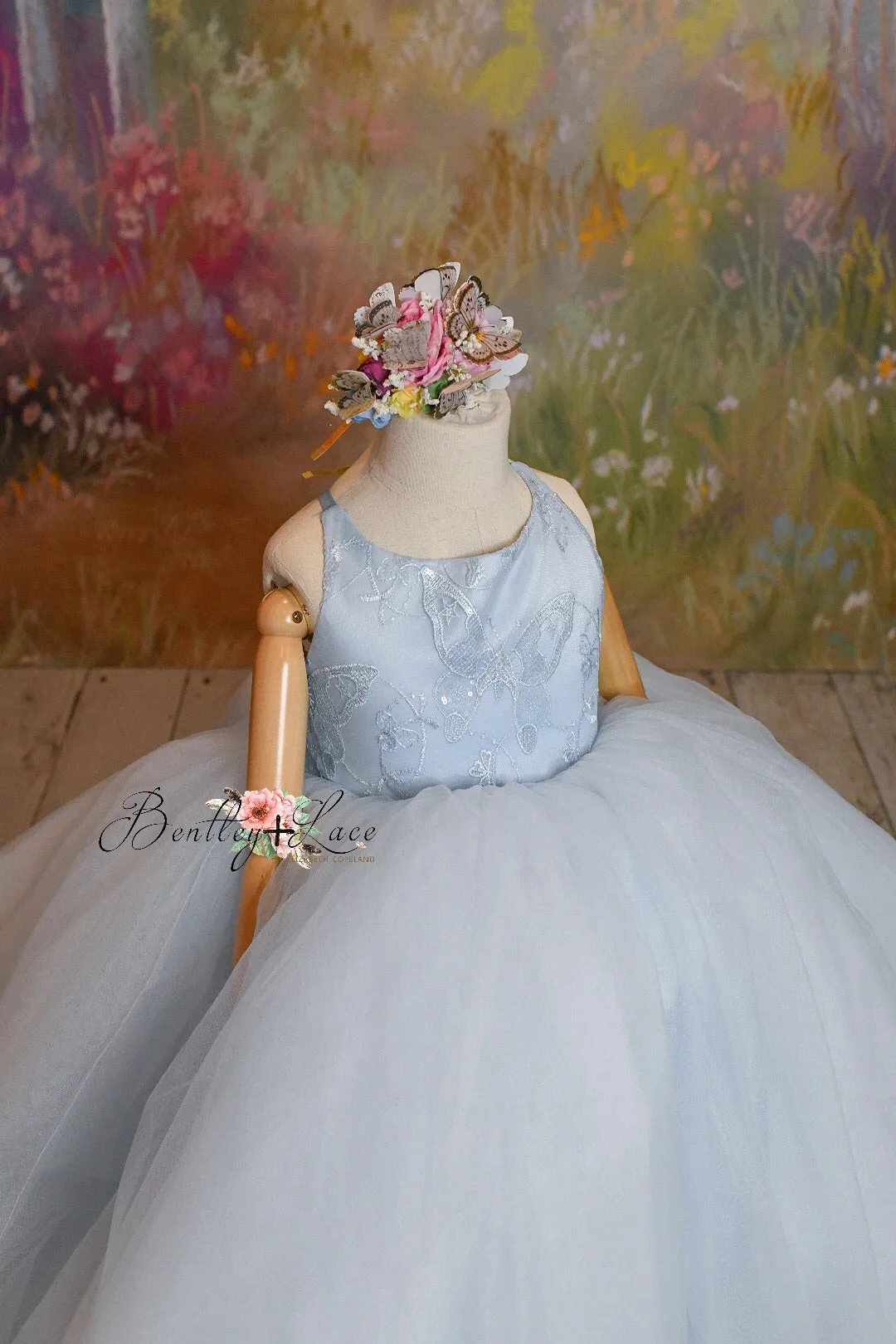 Euc retired rental "Wendy" in soft blue tulle Floor Length Dress ( 3 Year - Petite 4 Year)