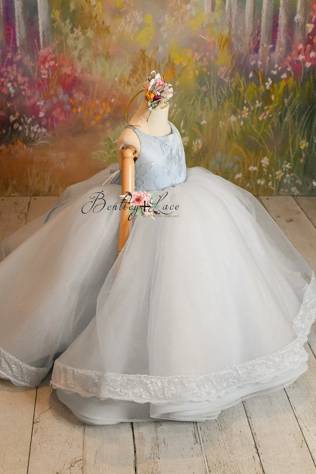 Euc retired rental "Wendy" in soft blue tulle Floor Length Dress ( 3 Year - Petite 4 Year)