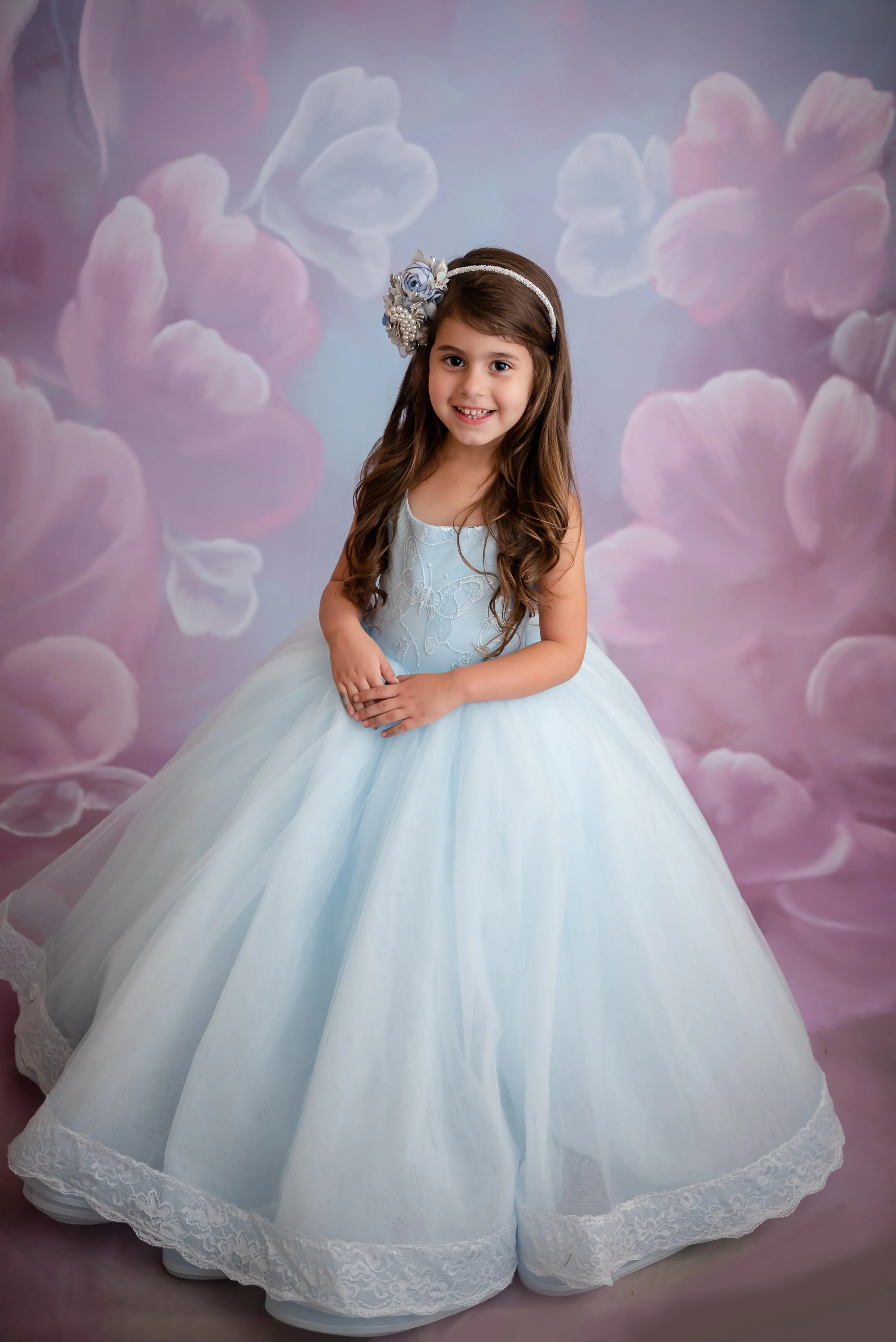 Euc retired rental "Wendy" in soft blue tulle Floor Length Dress ( 3 Year - Petite 4 Year)