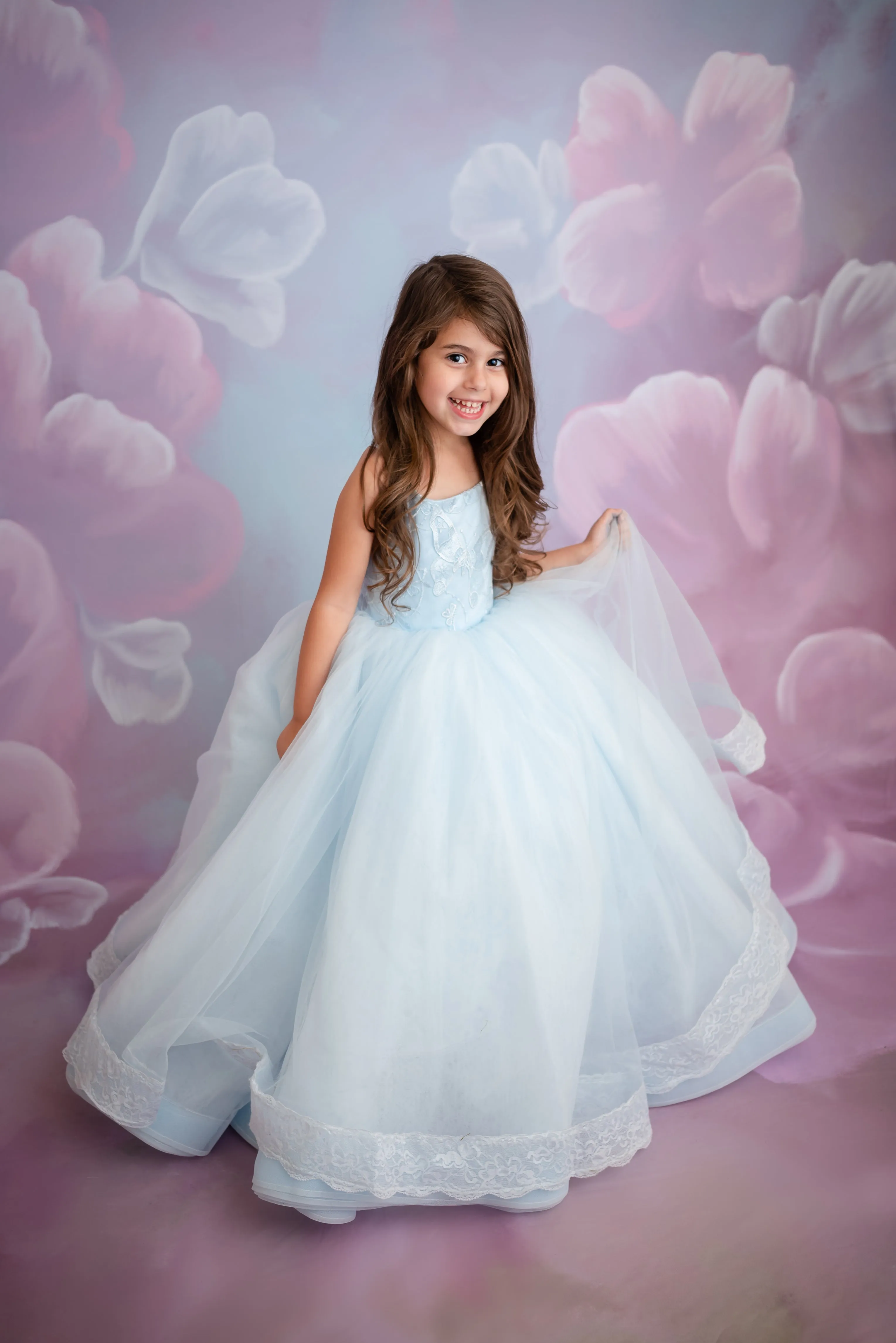 Euc retired rental "Wendy" in soft blue tulle Floor Length Dress ( 3 Year - Petite 4 Year)