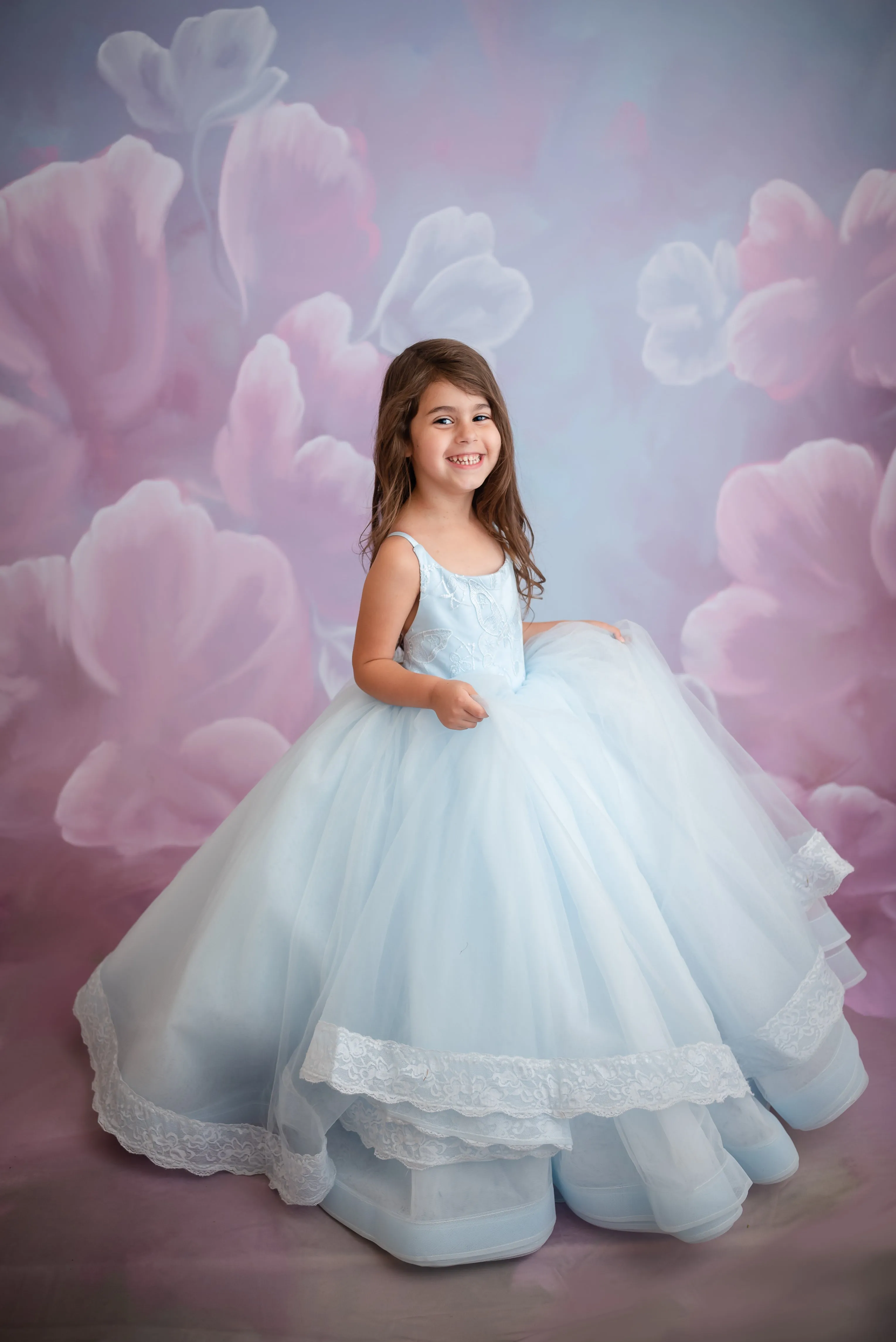 Euc retired rental "Wendy" in soft blue tulle Floor Length Dress ( 3 Year - Petite 4 Year)