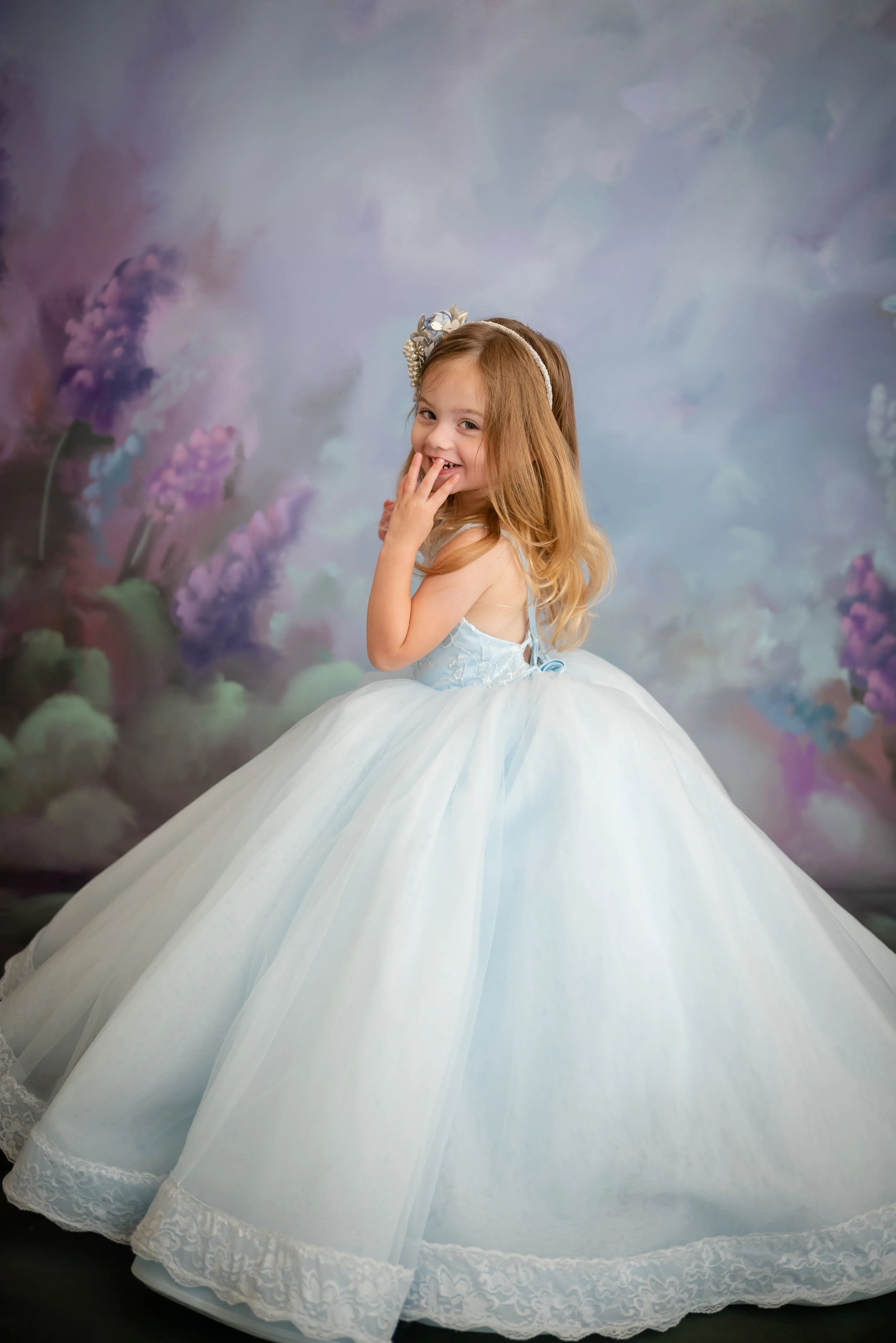 Euc retired rental "Wendy" in soft blue tulle Floor Length Dress ( 3 Year - Petite 4 Year)