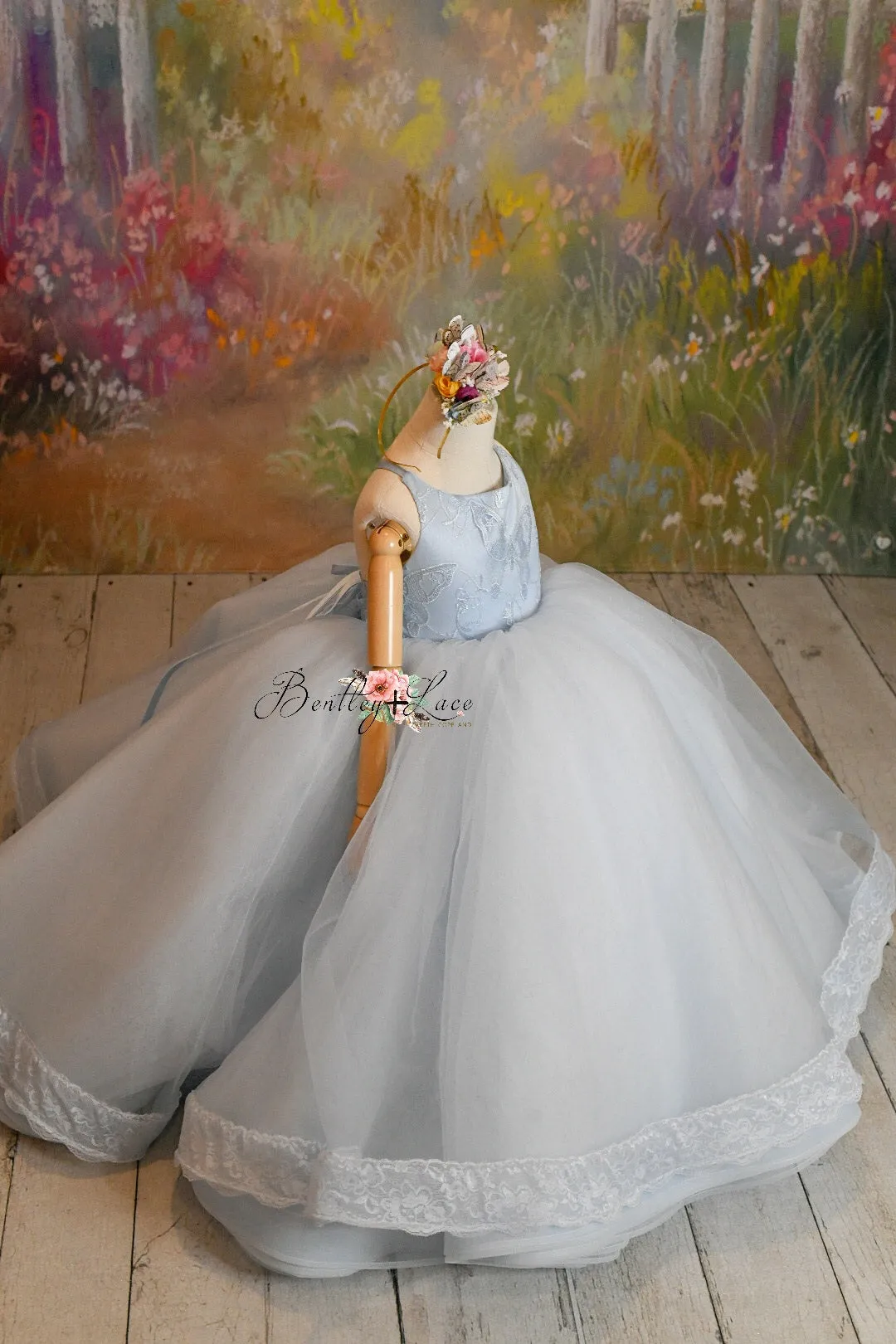 Euc retired rental "Wendy" in soft blue tulle Floor Length Dress ( 3 Year - Petite 4 Year)