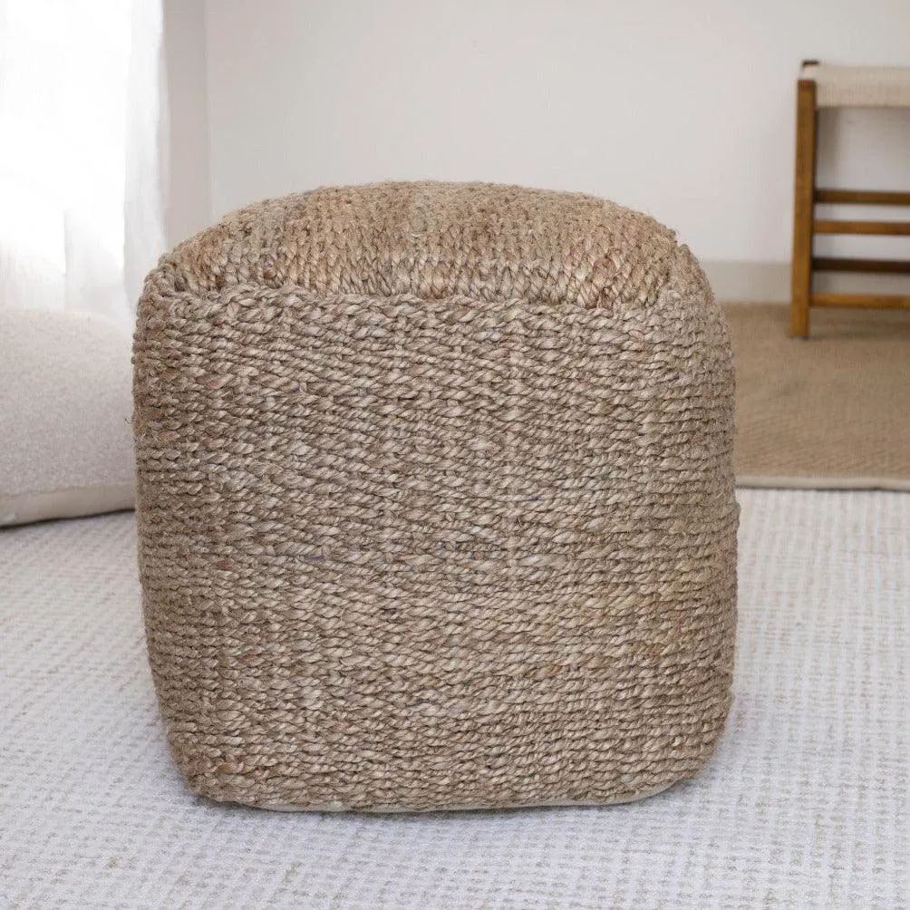 Jute Upholstered Pouf