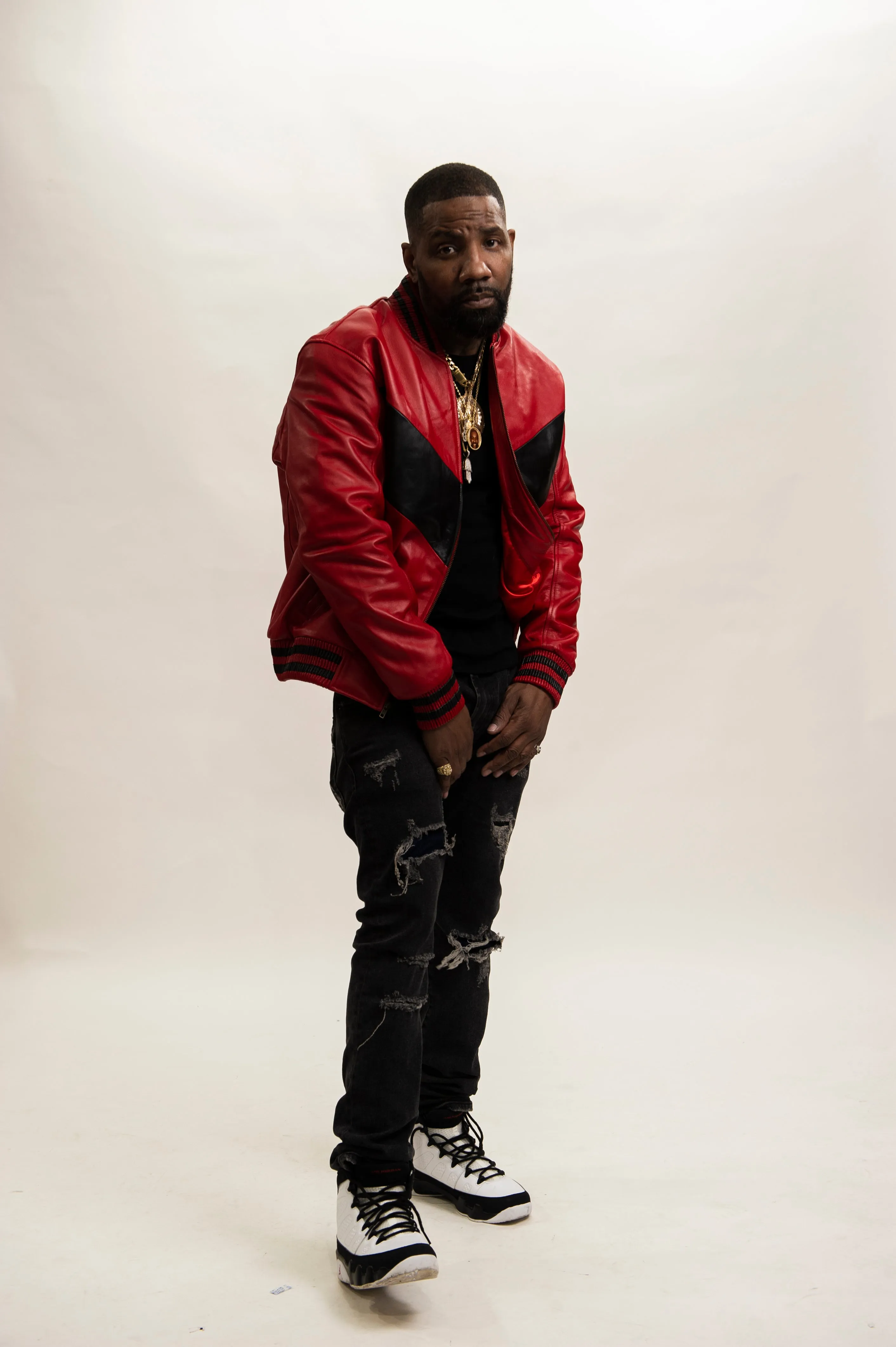 Men's V Baseball Jacket [Red/Black]