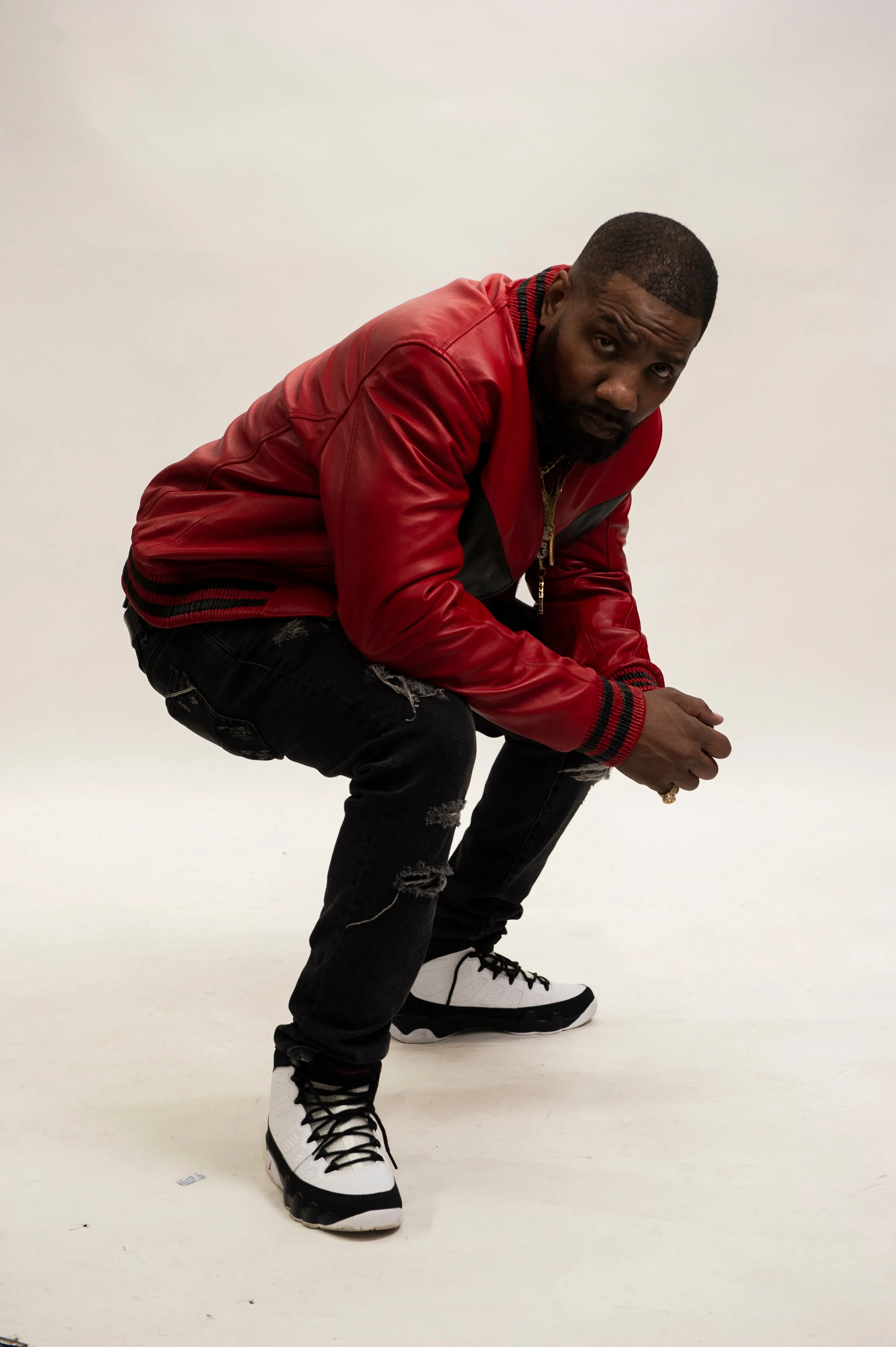 Men's V Baseball Jacket [Red/Black]
