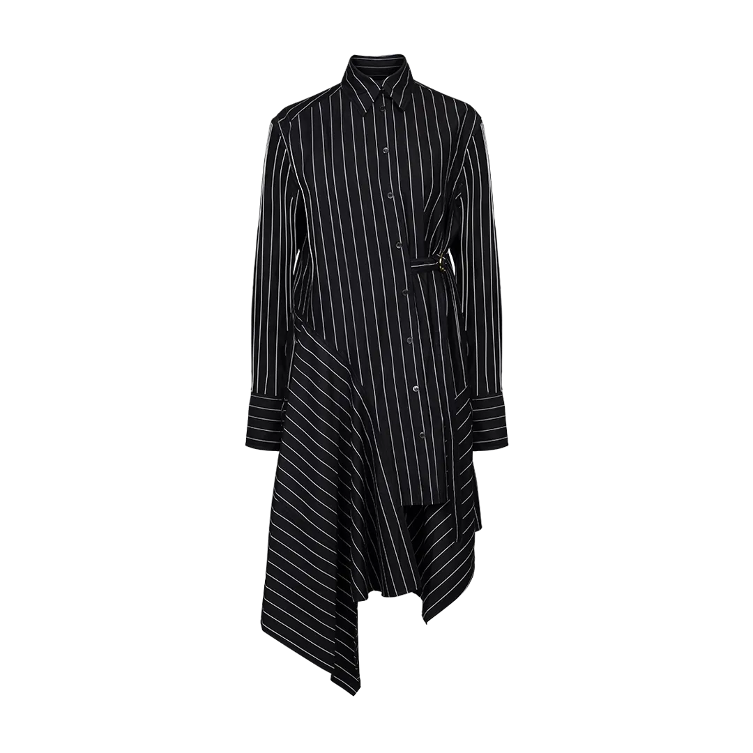 Twisted Pinstriped Shirt Dress